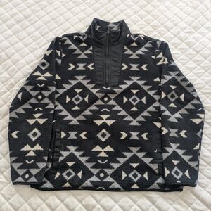 Old Navy Fleece Men's Large Cozy Sherpa Half Zip Mock-Neck Sweatshirt Aztec